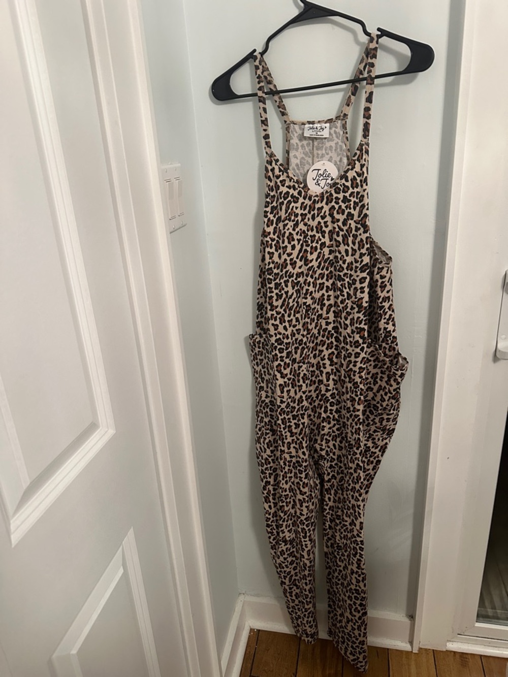 Jolie & Joy Leopard-Print Women's Jumpsuit Overalls in Beige